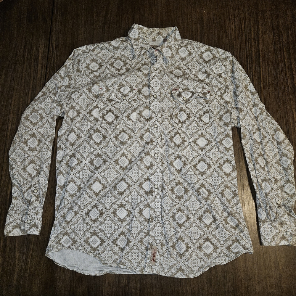 Men's Rafter C Casual Button Down Shirt - Brown Pattern